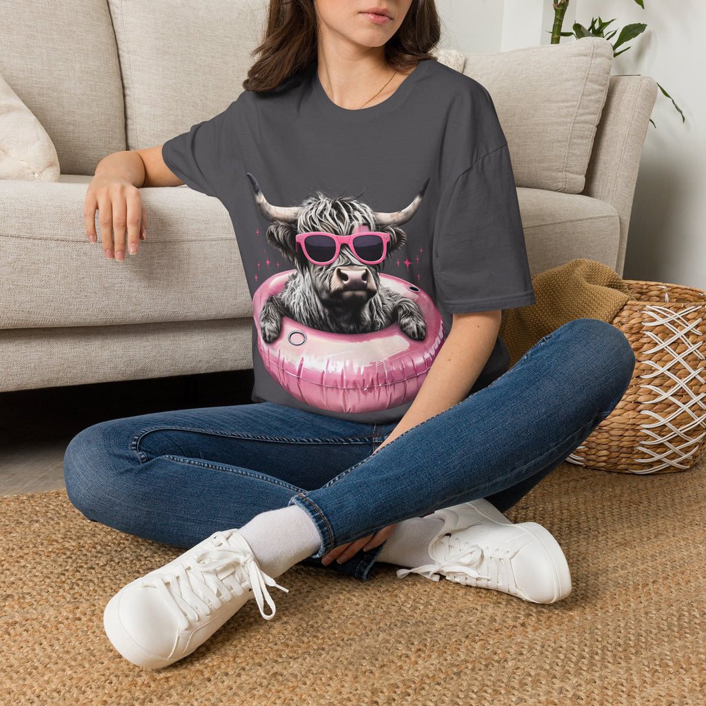 Cow with Pink Sunglasses T-Shirt — Cute Highland Cow Graphic Tee