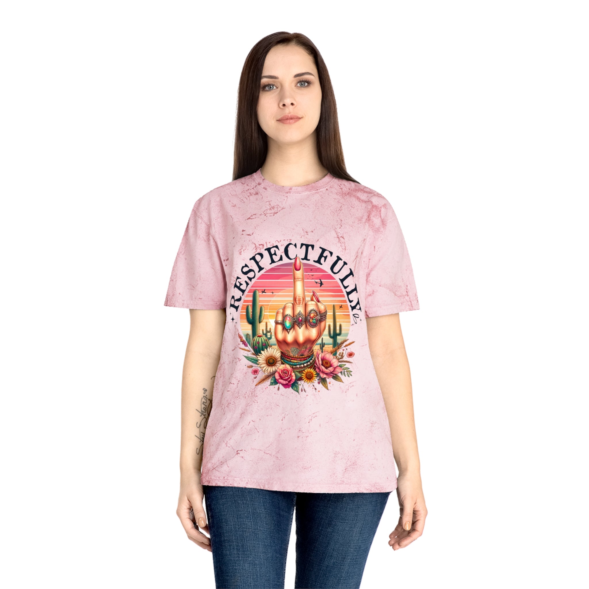 Respectfully Middle Finger T-Shirt — Retro Desert Graphic Tee