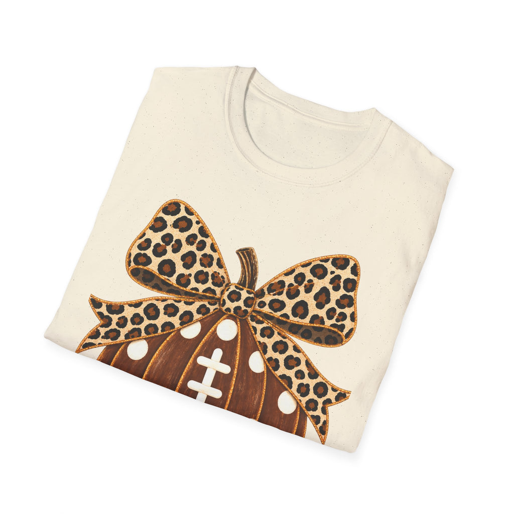 Leopard Bow Football Pumpkin T-Shirt