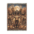 Highland cow halloween Throw Blanket — Norse Moonlight Tapestry