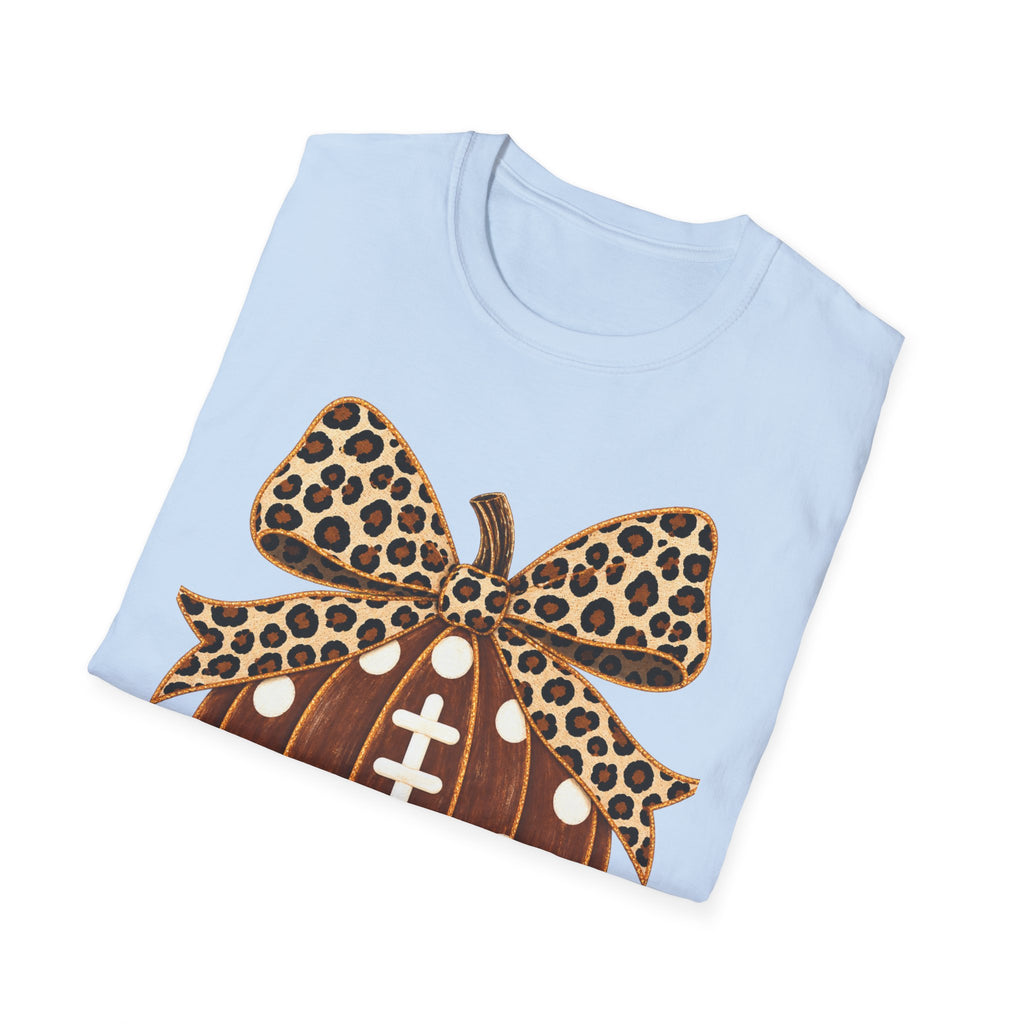 Leopard Bow Football Pumpkin T-Shirt