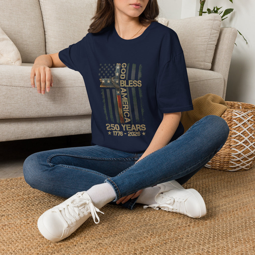 T-Shirt — God Bless America 250 Years Patriotic Flag Tee (1776–2026)