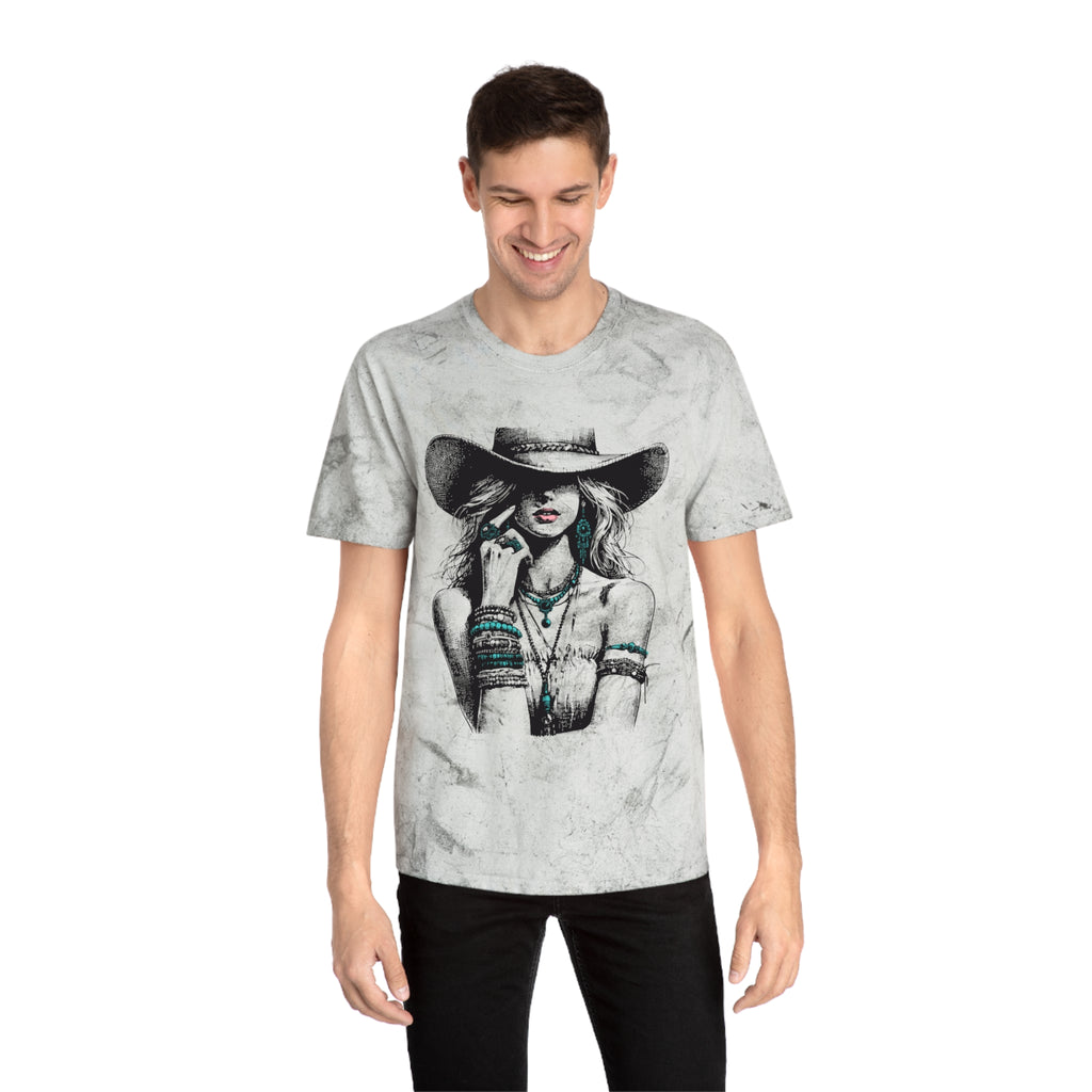Western Cowgirl Graphic Tee — Vintage Boho Hat & Jewelry Design