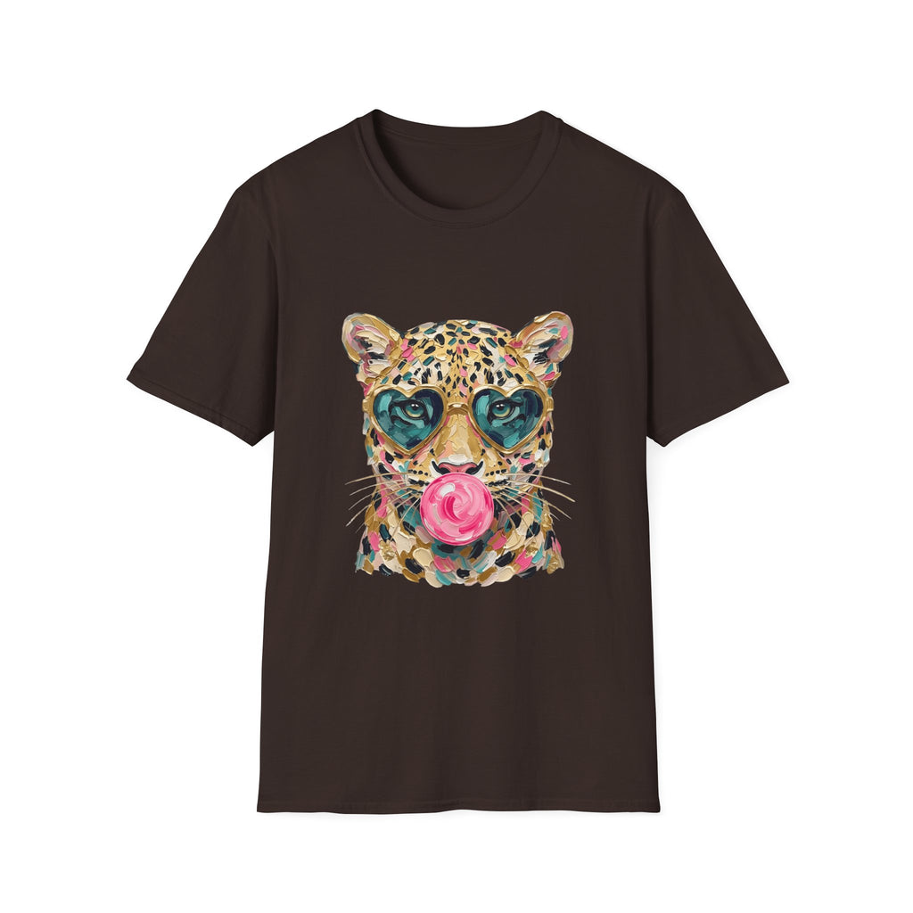 Leopard with Heart Sunglasses Graphic Tee — Cute Pop Art Animal T-Shirt