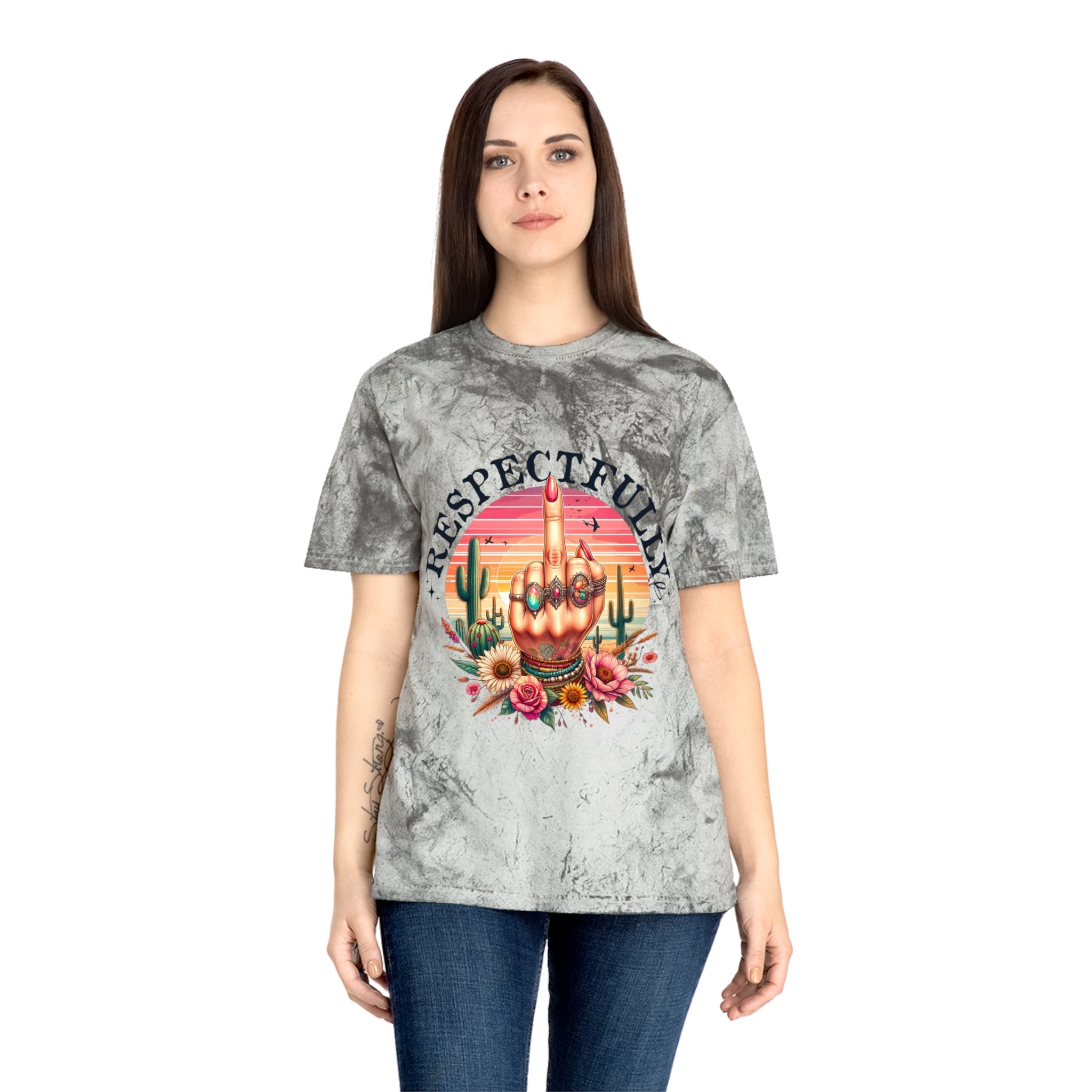 Respectfully Middle Finger T-Shirt — Retro Desert Graphic Tee