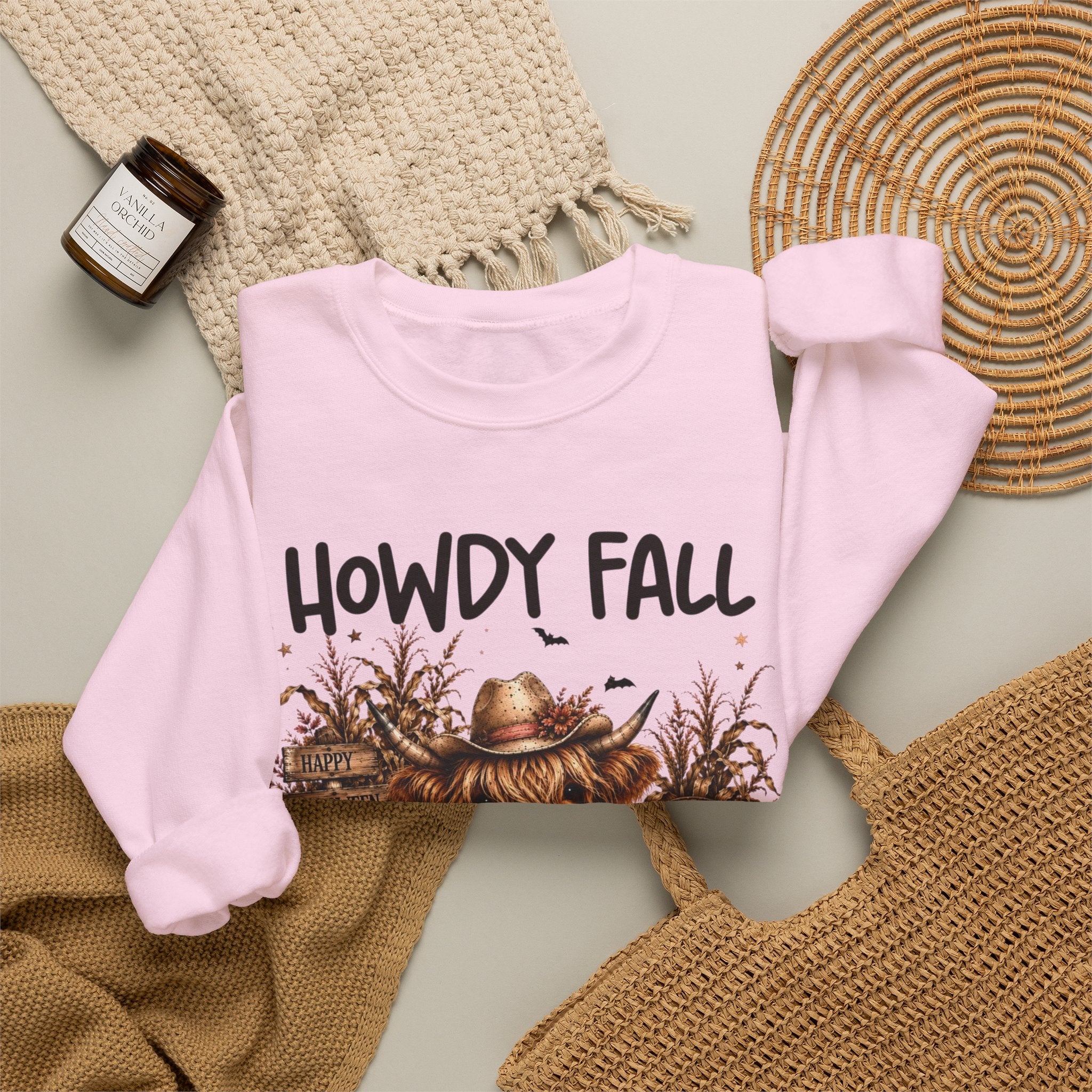 Howdy Fall Cowgirl Sweatshirt – Autumn Pumpkin Farm Graphic Crewneck