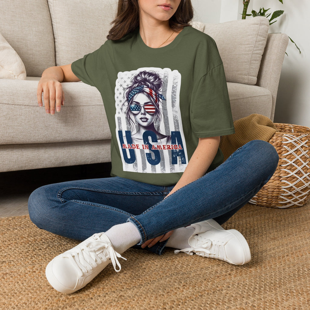 USA Flag Sunglasses T-Shirt — American Patriotic Hair-Band Graphic Tee