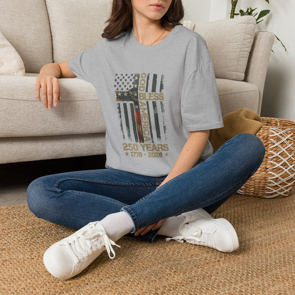 T-Shirt — God Bless America 250 Years Patriotic Flag Tee (1776–2026)