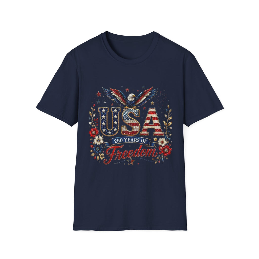 USA Freedom T-Shirt — Patriotic Eagle & American Flag Design