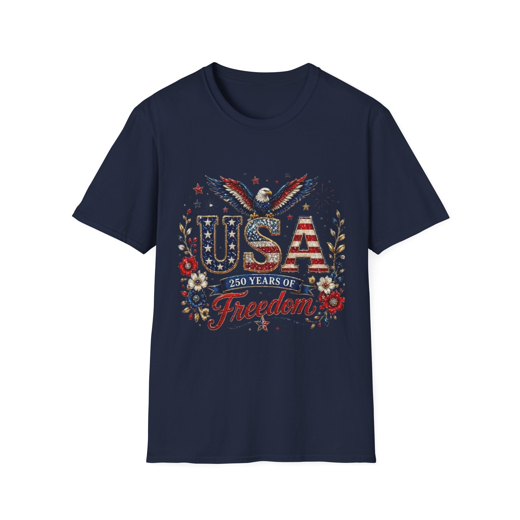 USA Freedom T-Shirt — Patriotic Eagle & American Flag Design
