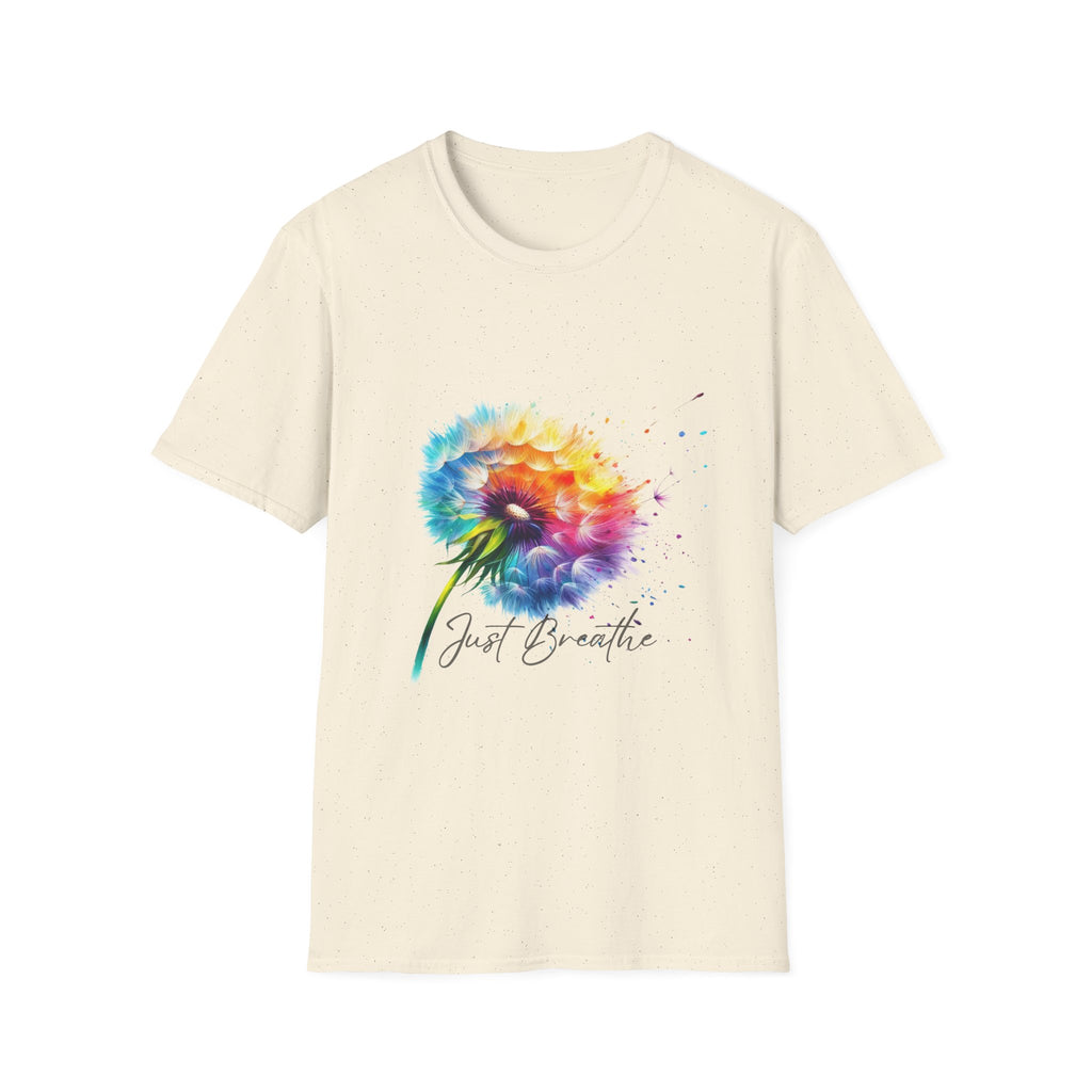 Sunflower Watercolor T-Shirt – "Just Breathe" Inspirational Floral Tee