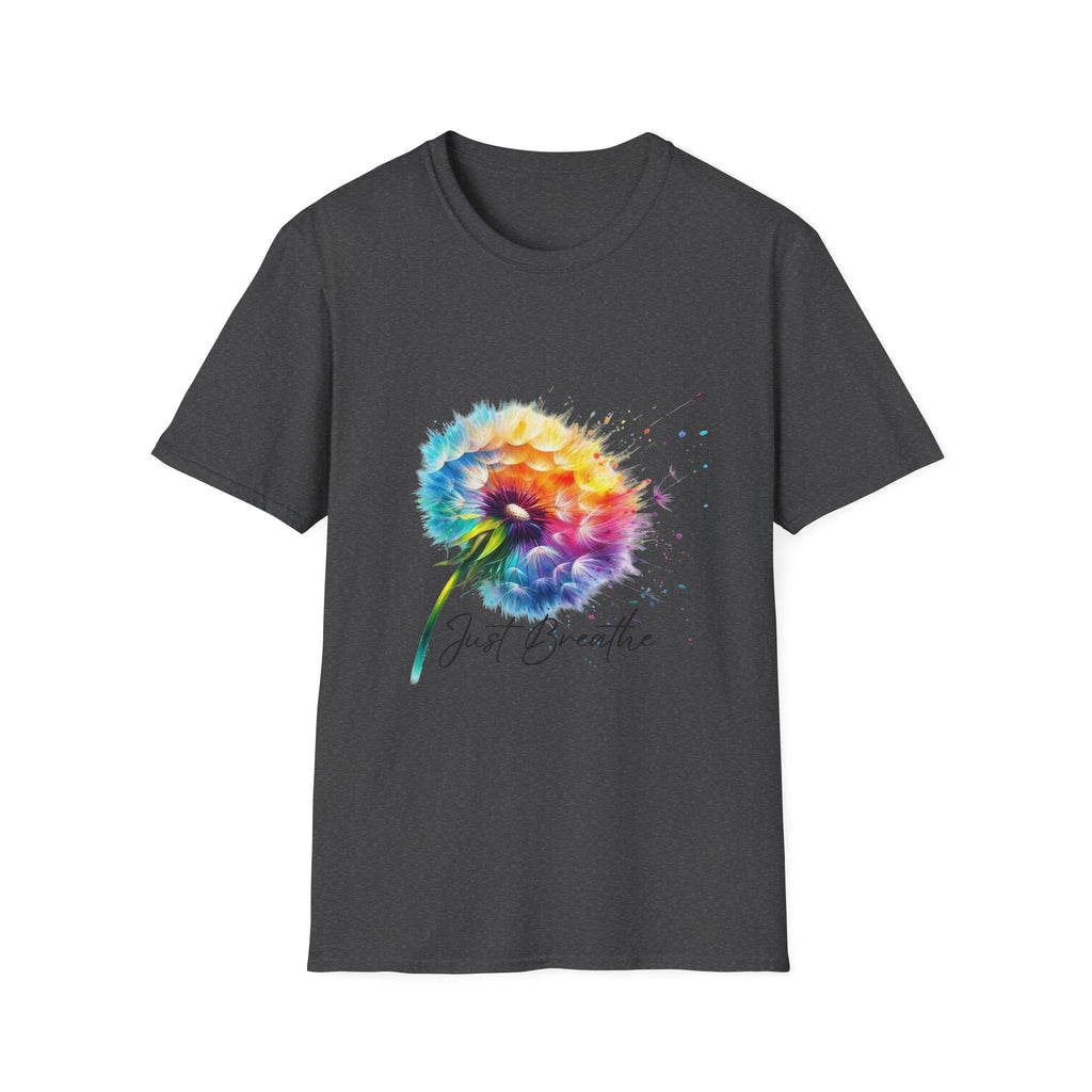 Sunflower Watercolor T-Shirt – "Just Breathe" Inspirational Floral Tee