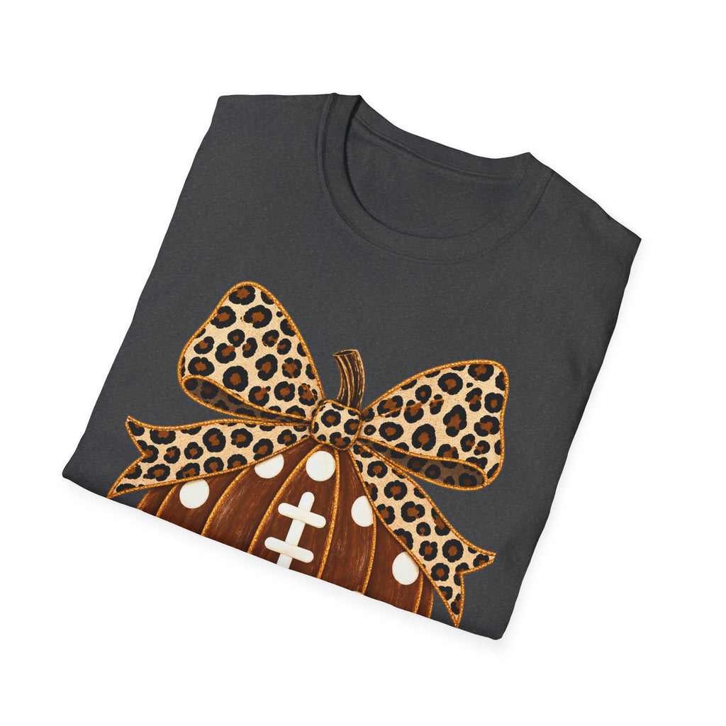 Leopard Bow Football Pumpkin T-Shirt