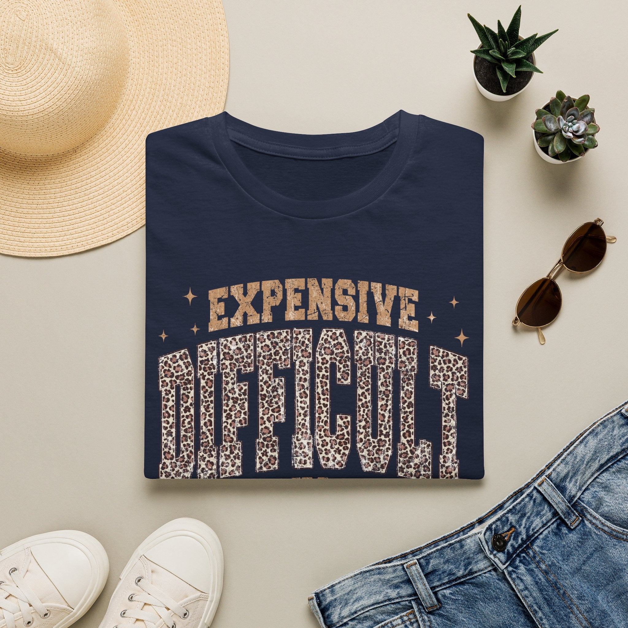 Expensive & Difficult Graphic T-Shirt — Leopard Sparkle "Expensive Difficult & Talks Back"