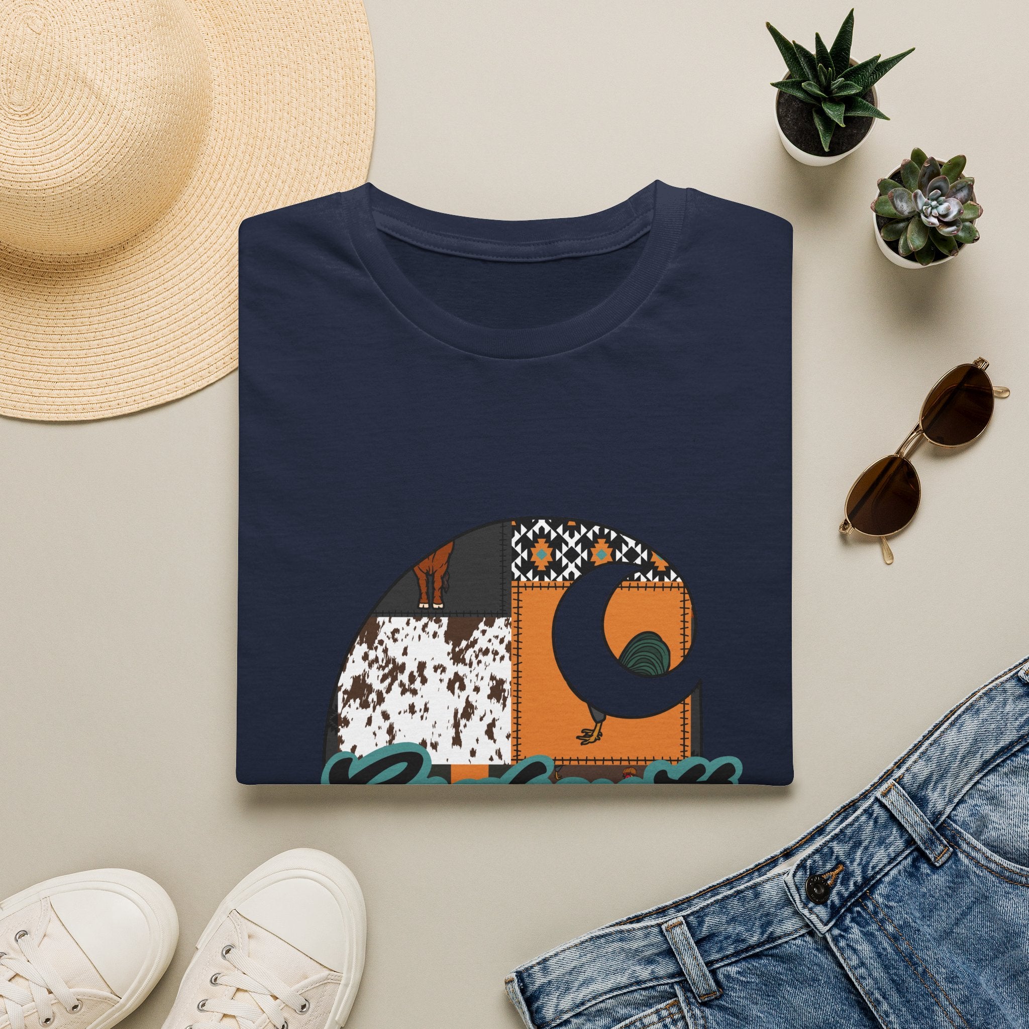 Carhartt Patchwork Logo T-Shirt — Retro Quilted Moon Graphic