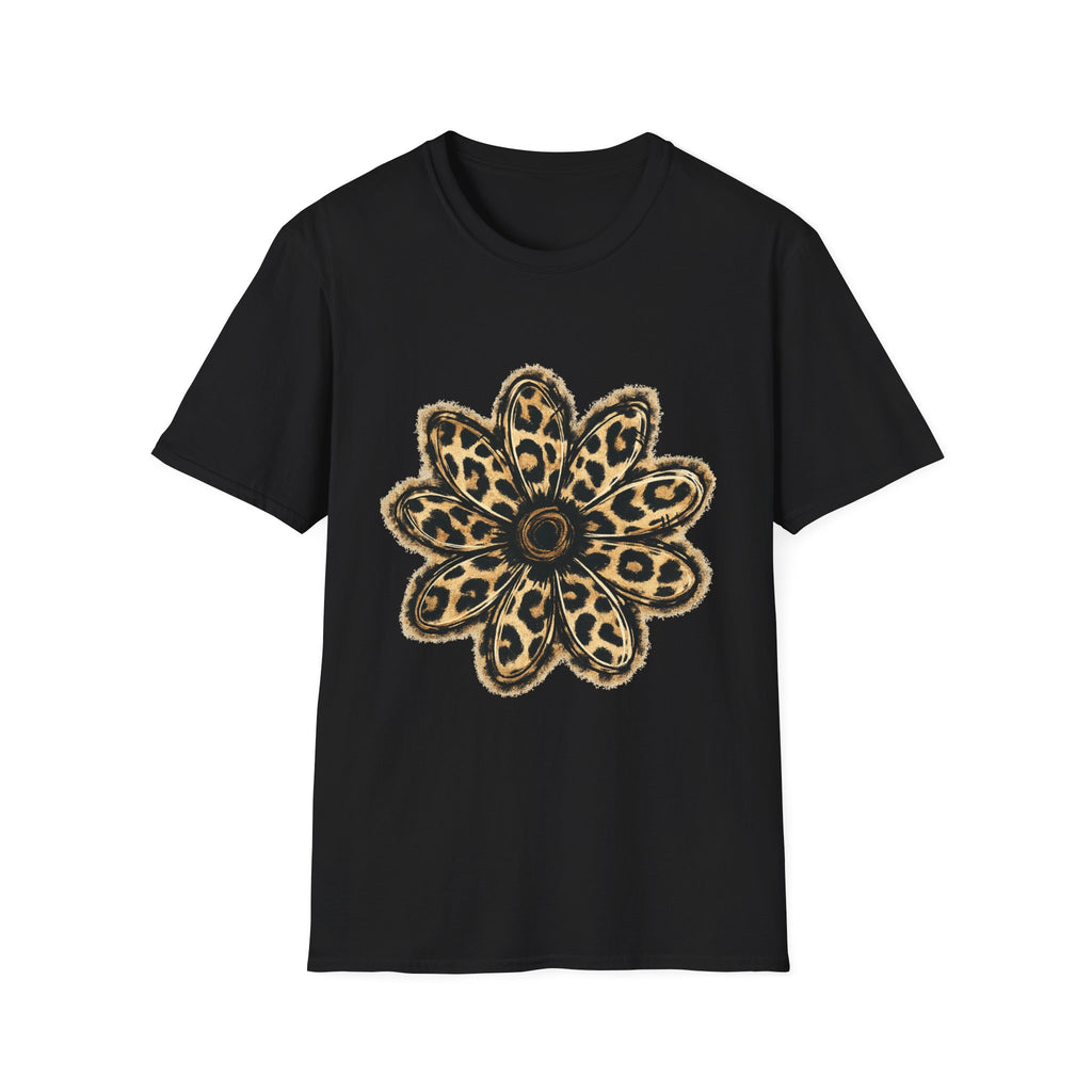 Leopard Sunflower Tee — Women's Animal Print Floral T-Shirt