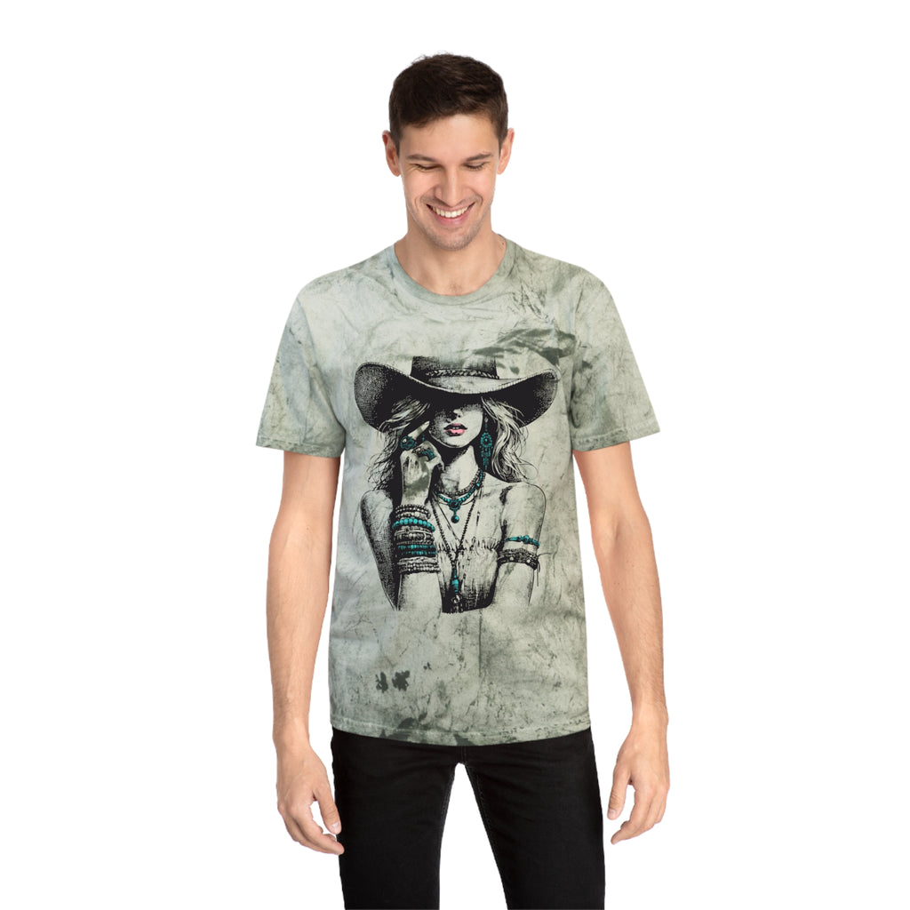 Western Cowgirl Graphic Tee — Vintage Boho Hat & Jewelry Design