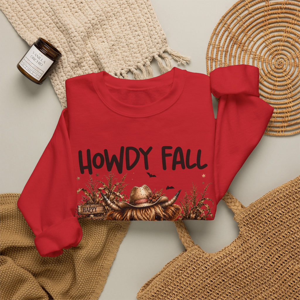 Howdy Fall Cowgirl Sweatshirt – Autumn Pumpkin Farm Graphic Crewneck