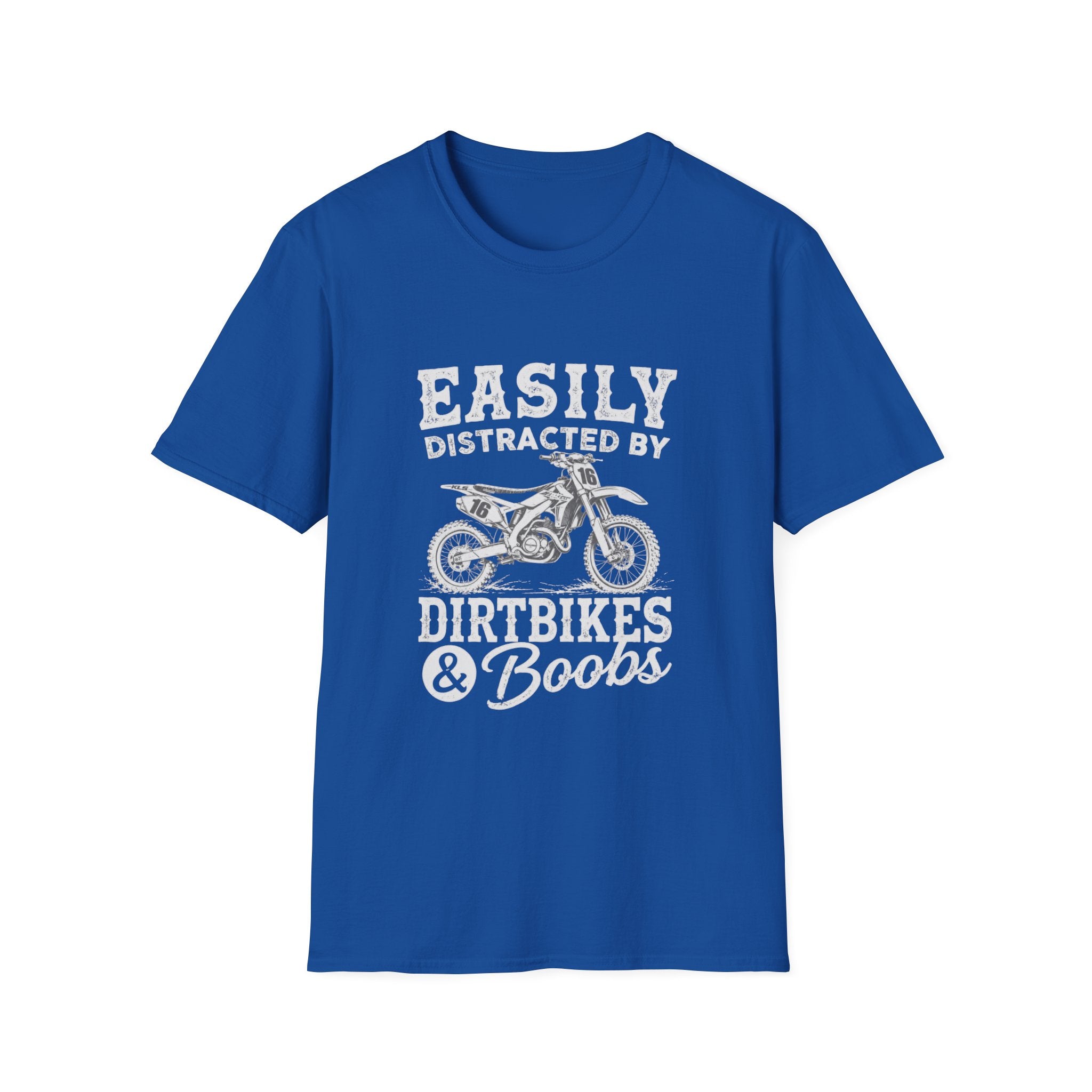 Easily Distracted by Dirtbikes & Boobs T-Shirt — Funny Motorcycle Rider Tee