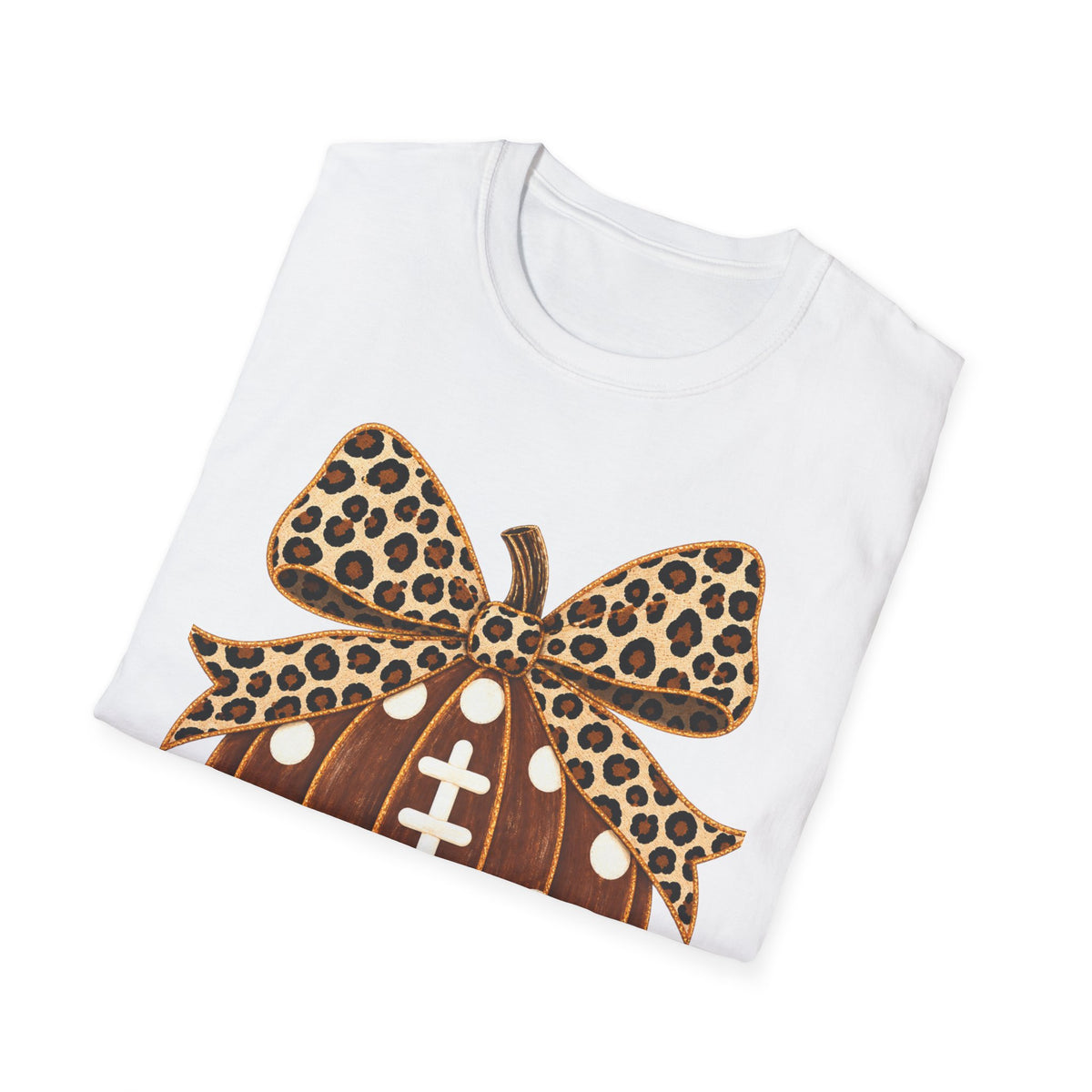 Leopard Bow Football Pumpkin T-Shirt