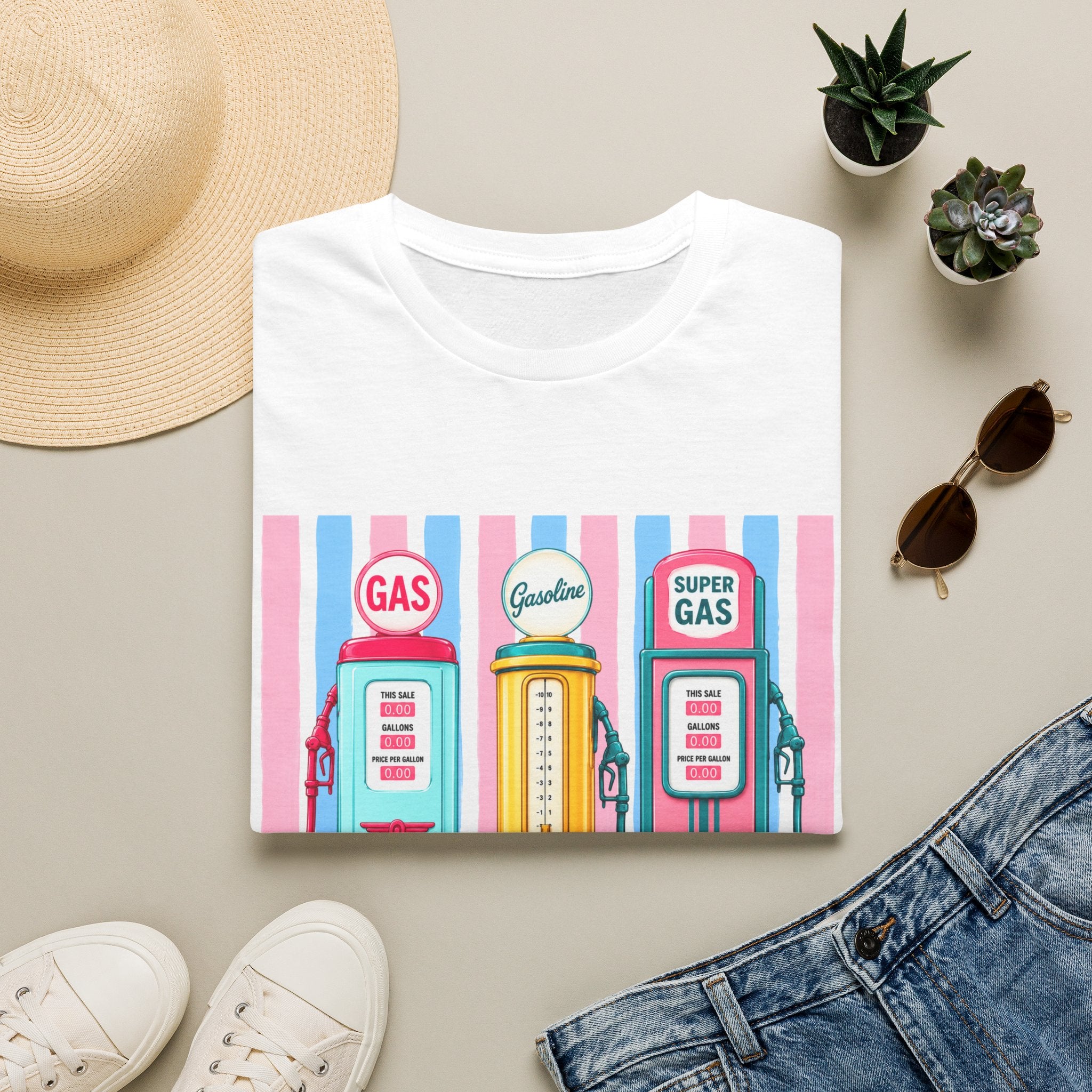 Retro Gas Pumps T‑Shirt — 'This Is My Husband's Problem' Vintage Gasoline Tee