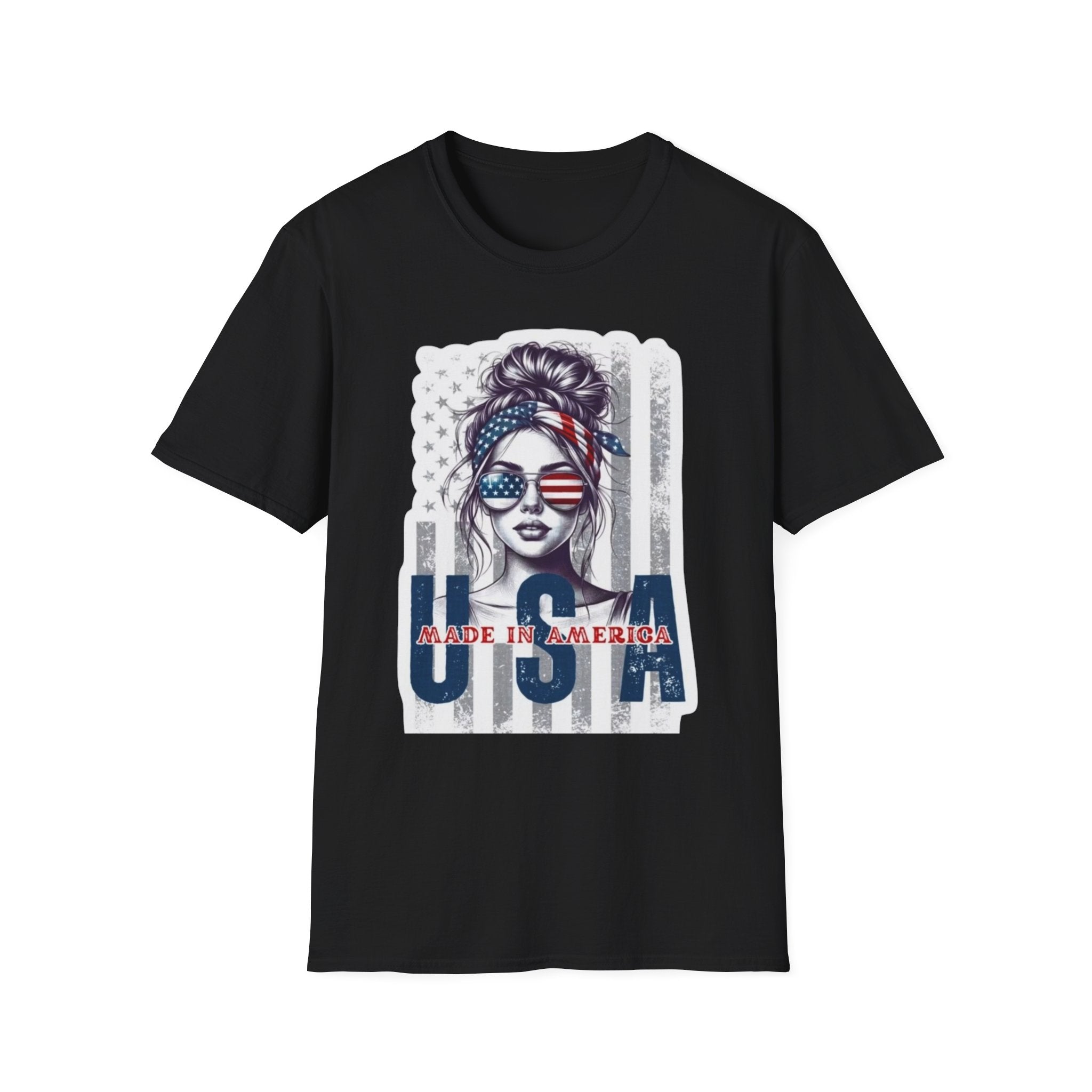 USA Flag Sunglasses T-Shirt — American Patriotic Hair-Band Graphic Tee