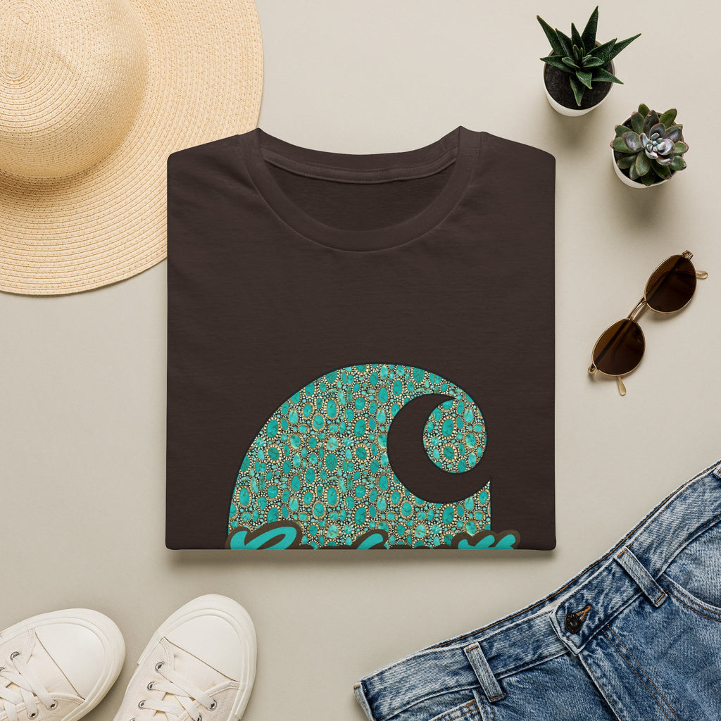 Carhartt Crescent Logo T‑Shirt — Vintage Teal Patterned Graphic Tee