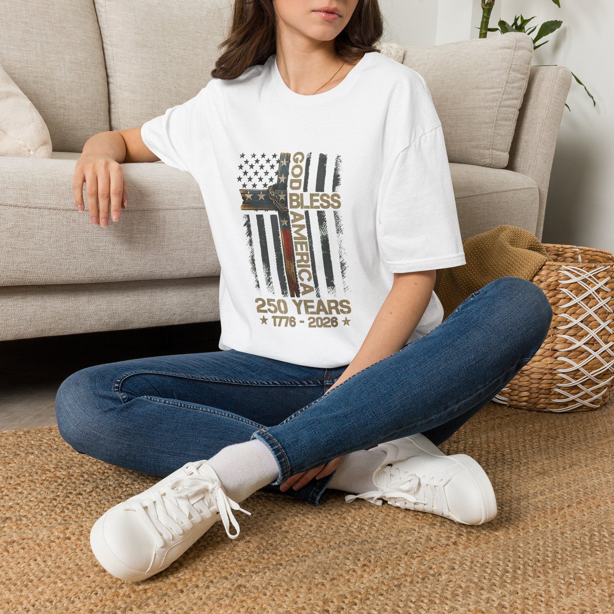 T-Shirt — God Bless America 250 Years Patriotic Flag Tee (1776–2026)