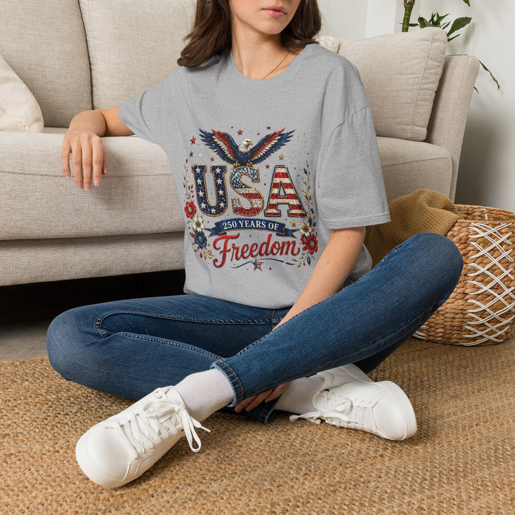 USA Freedom T-Shirt — Patriotic Eagle & American Flag Design
