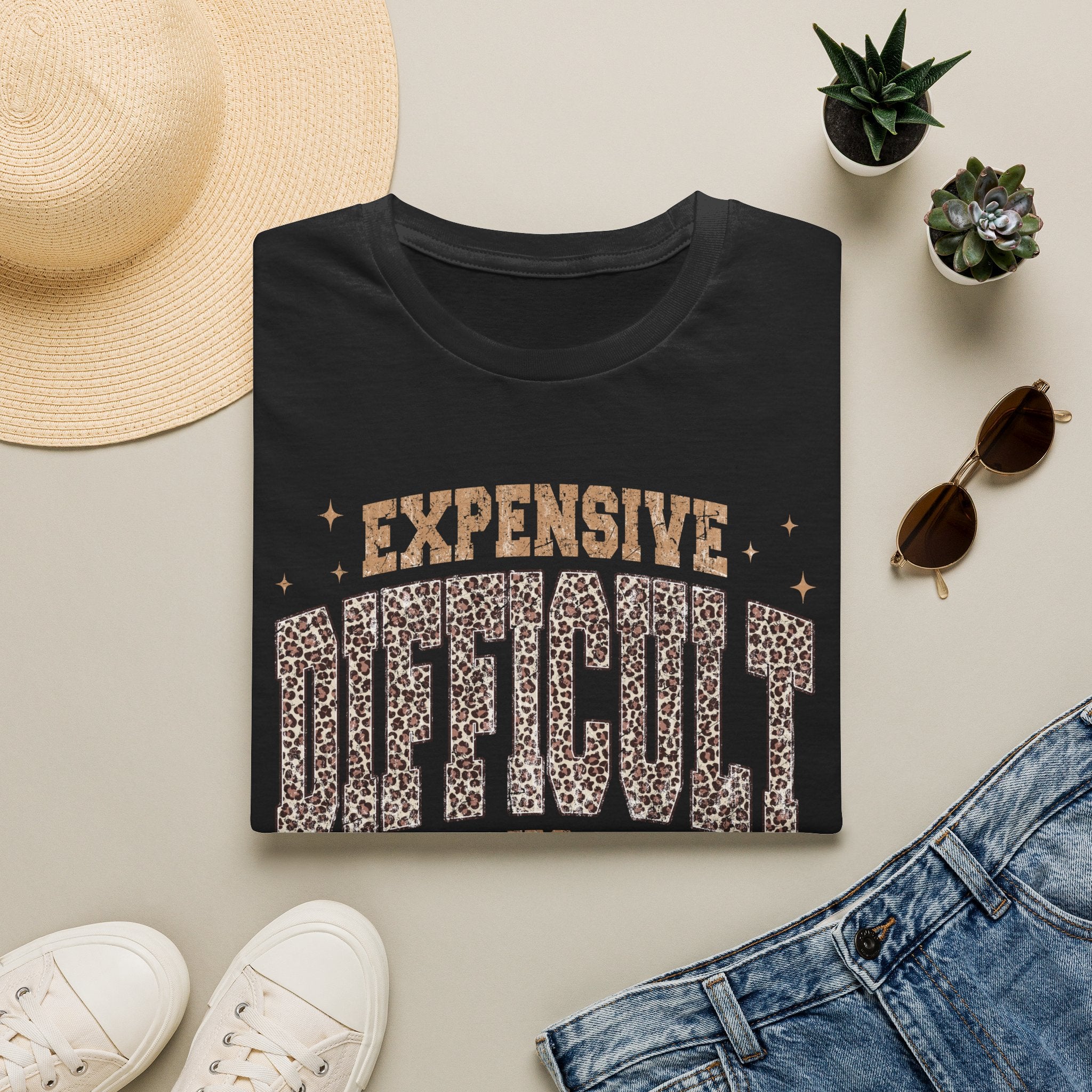 Expensive & Difficult Graphic T-Shirt — Leopard Sparkle "Expensive Difficult & Talks Back"