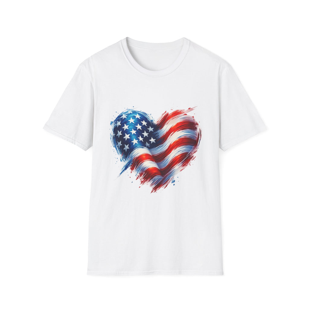 American Flag Heart T-Shirt — Patriotic USA Stars & Stripes Tee for 4th of July