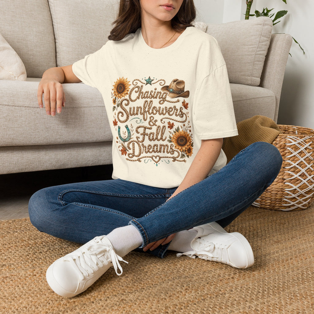 Chasing Sunflowers & Fall Dreams T-Shirt — Rustic Cowboy Sunflower Autumn Tee