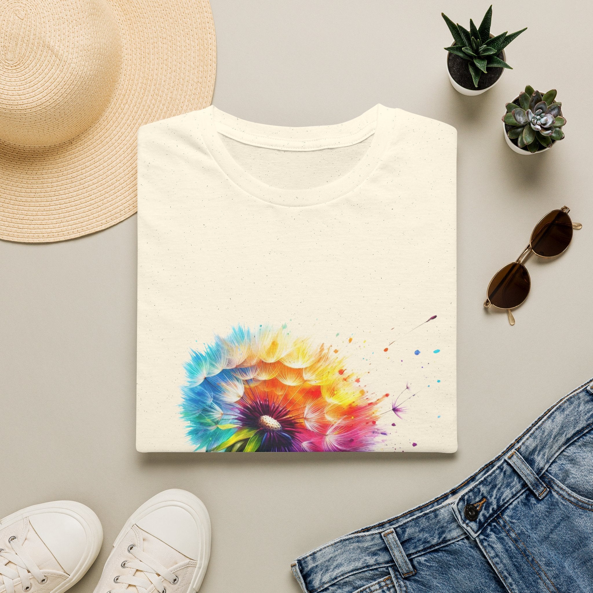 Sunflower Watercolor T-Shirt – "Just Breathe" Inspirational Floral Tee