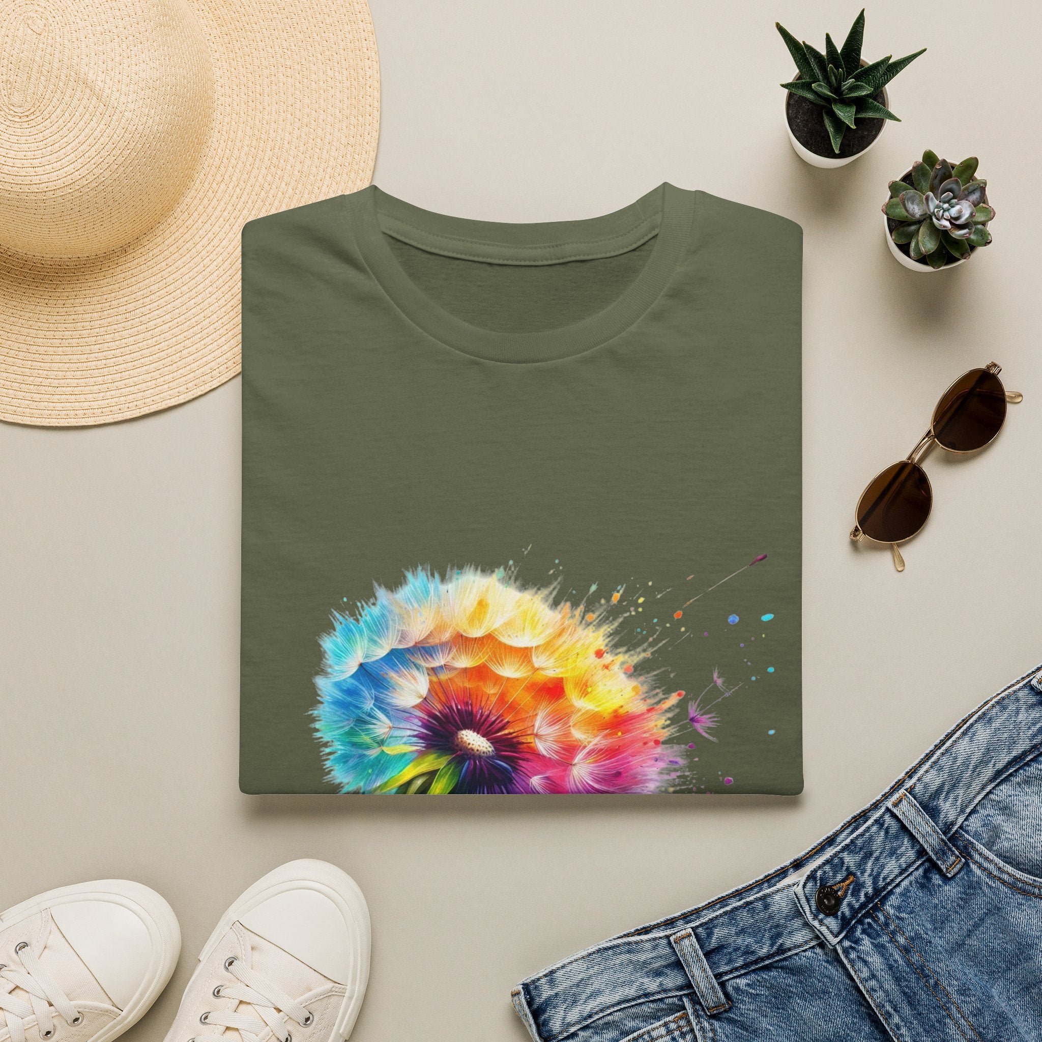 Sunflower Watercolor T-Shirt – "Just Breathe" Inspirational Floral Tee