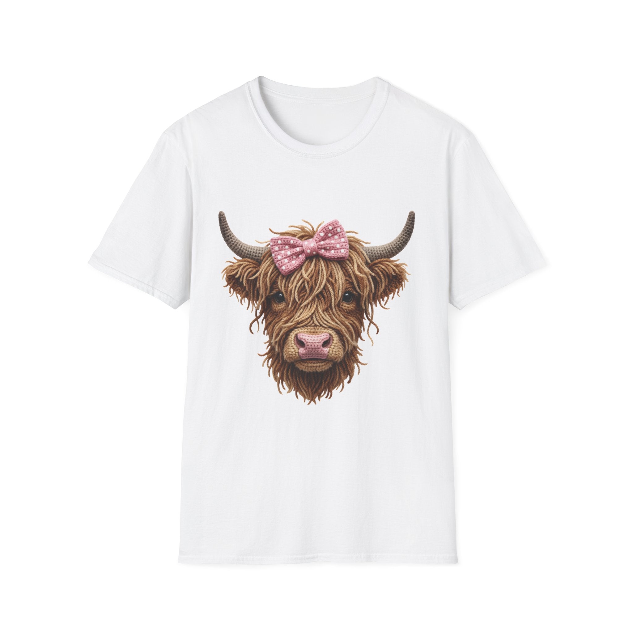 Highland Cow Tee — Cute Ribbon Cow Graphic T-Shirt