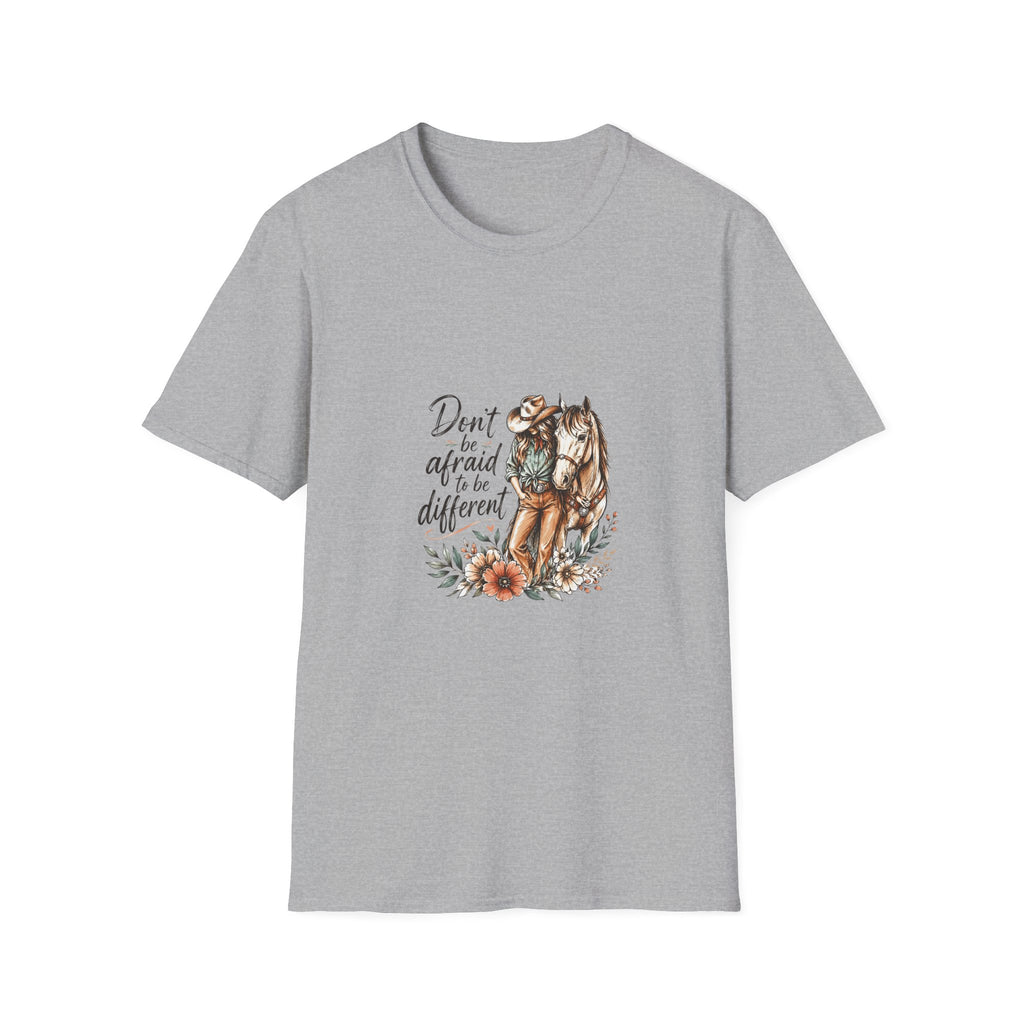T-Shirt — 'Don't Be Afraid to Be Different' Horse Graphic