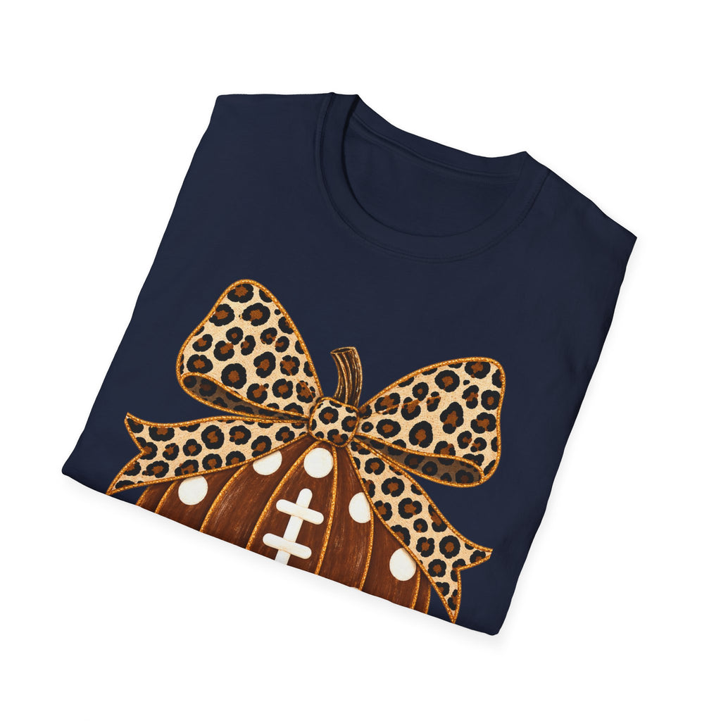 Leopard Bow Football Pumpkin T-Shirt