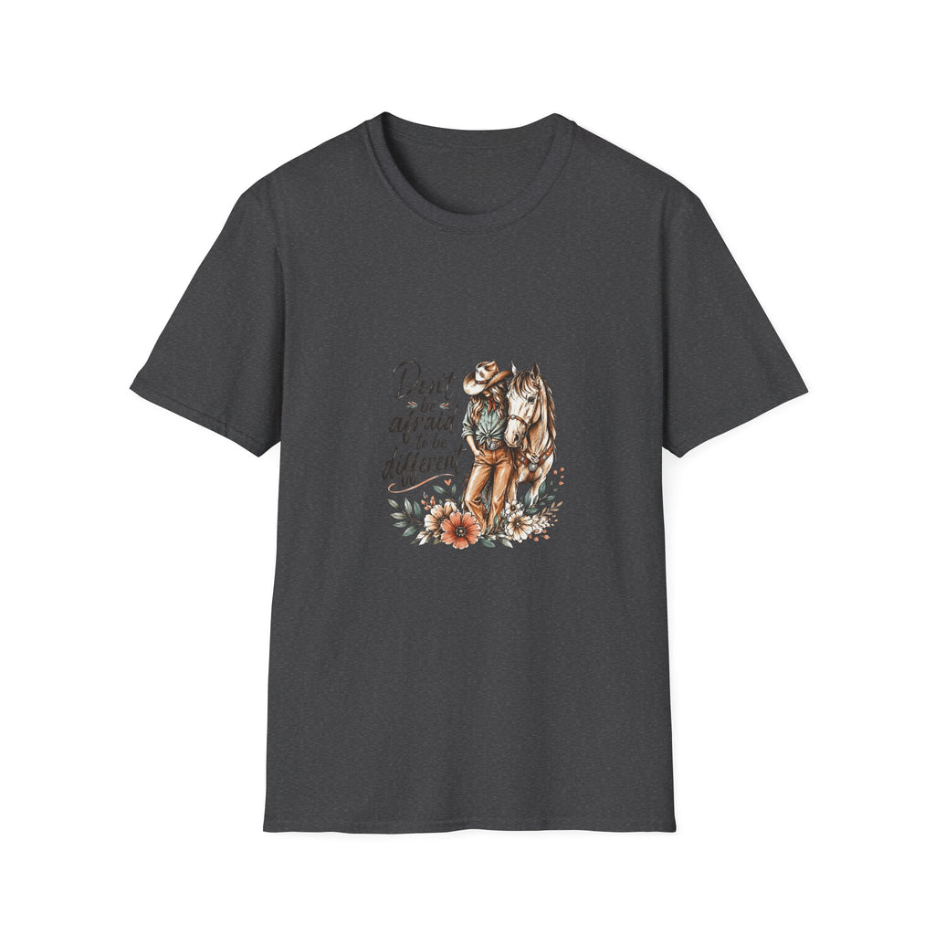 T-Shirt — 'Don't Be Afraid to Be Different' Horse Graphic