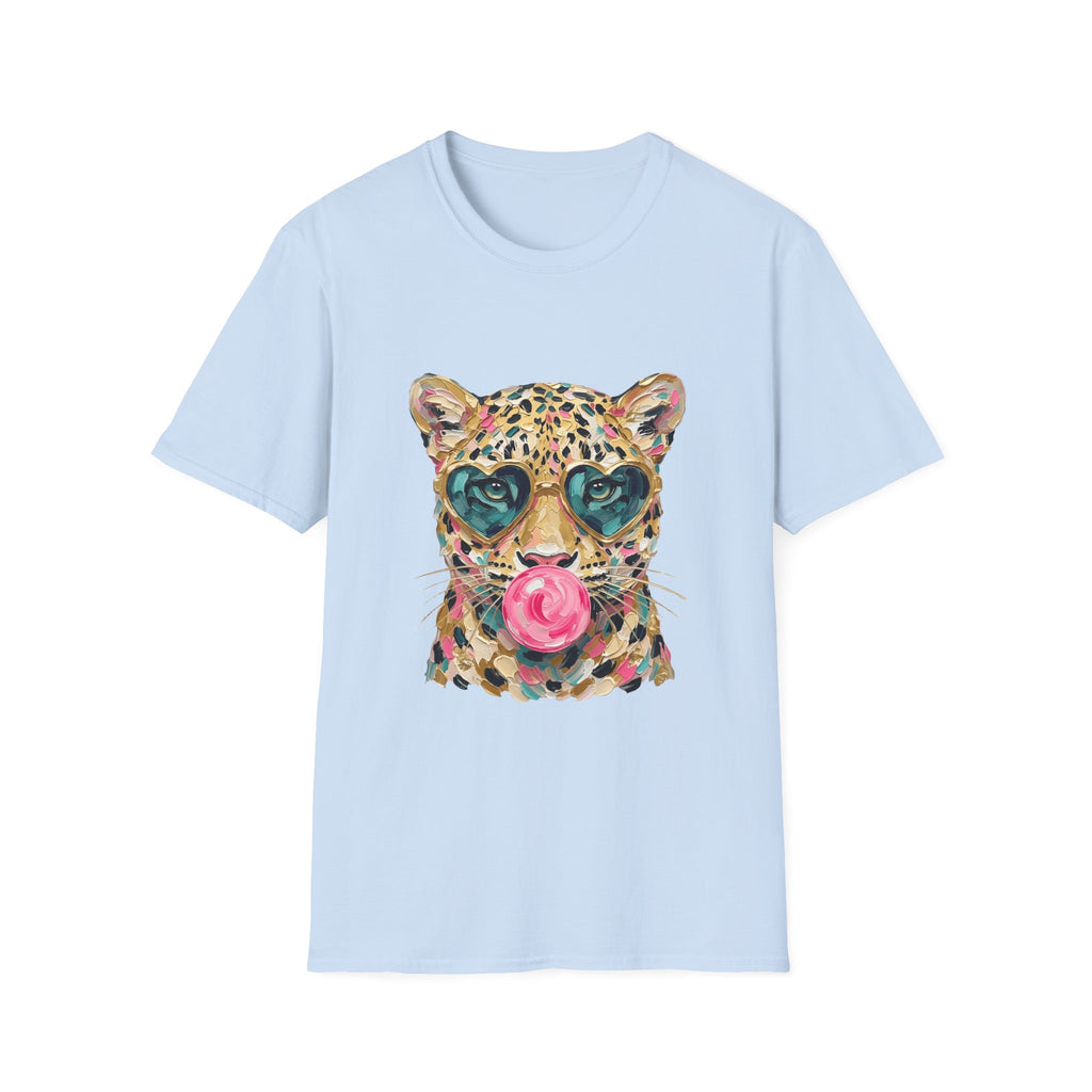 Leopard with Heart Sunglasses Graphic Tee — Cute Pop Art Animal T-Shirt