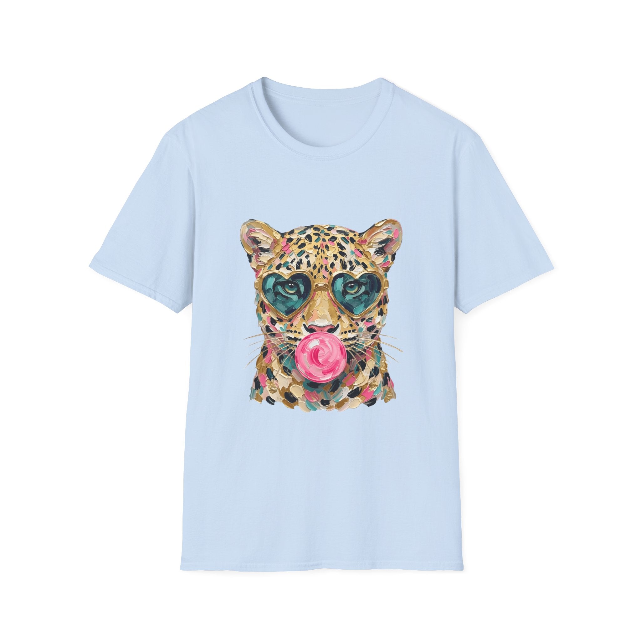 Leopard with Heart Sunglasses Graphic Tee — Cute Pop Art Animal T-Shirt