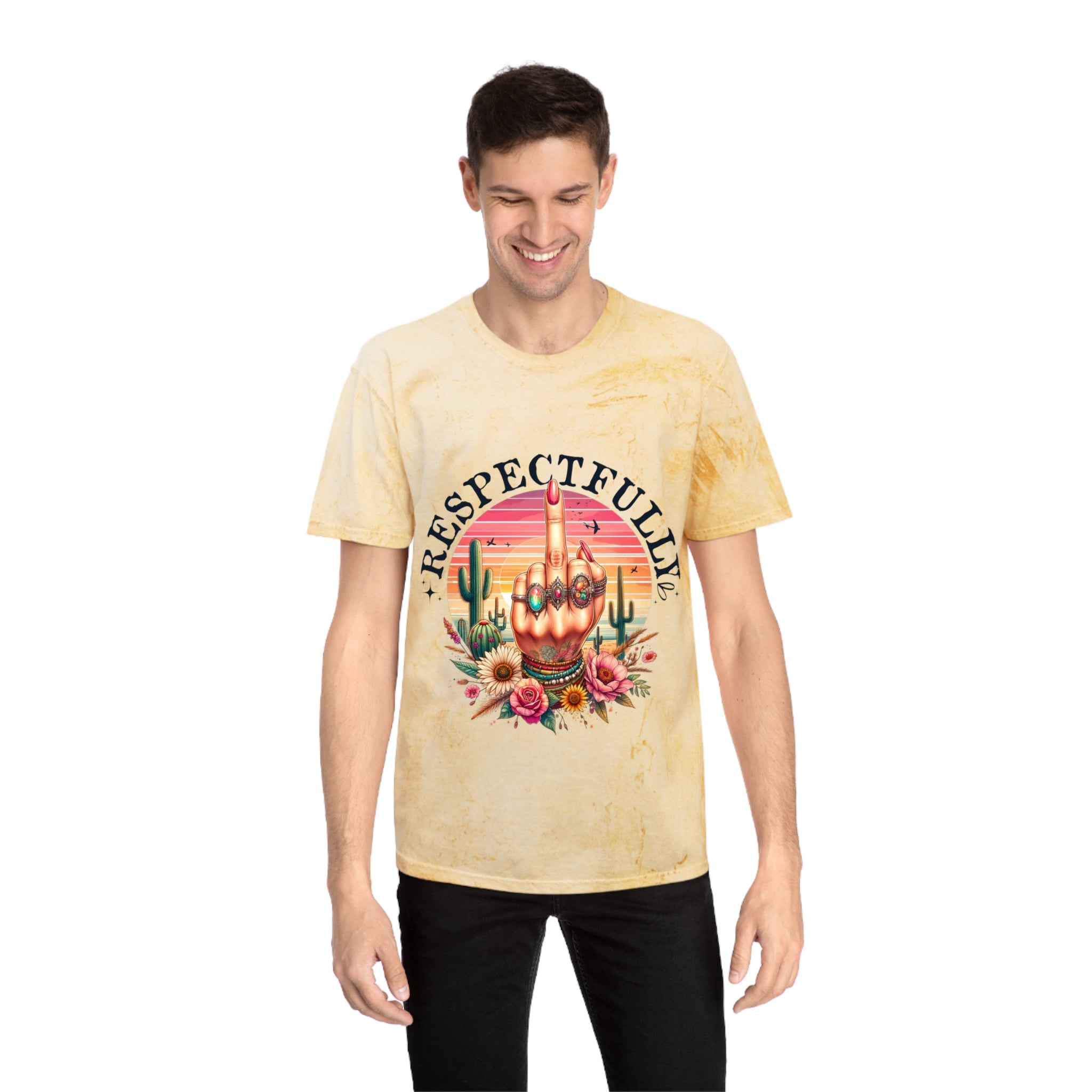 Respectfully Middle Finger T-Shirt — Retro Desert Graphic Tee