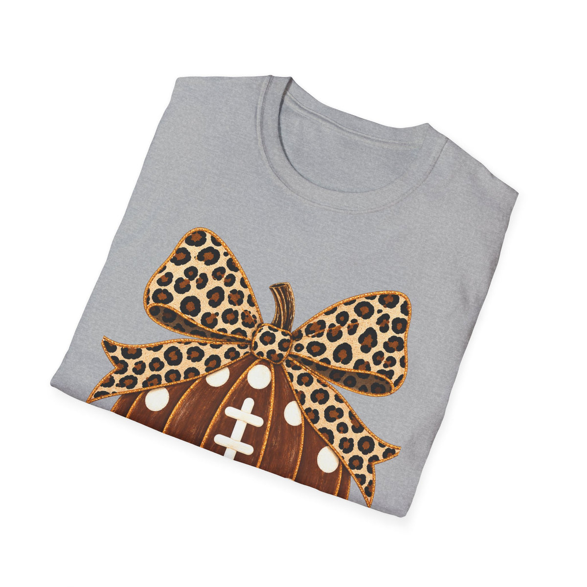 Leopard Bow Football Pumpkin T-Shirt