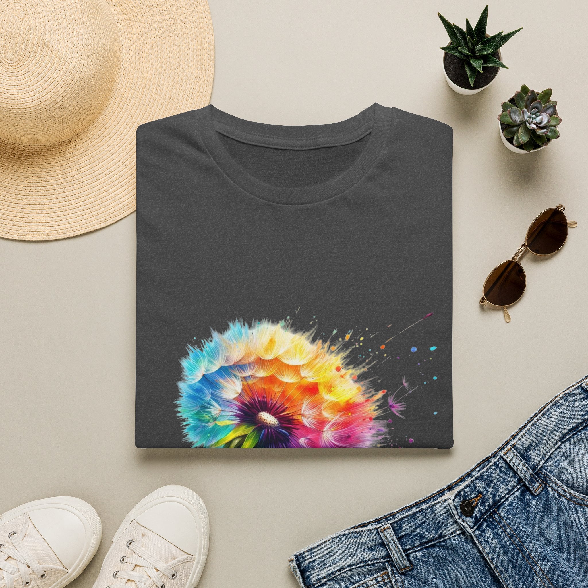 Sunflower Watercolor T-Shirt – "Just Breathe" Inspirational Floral Tee