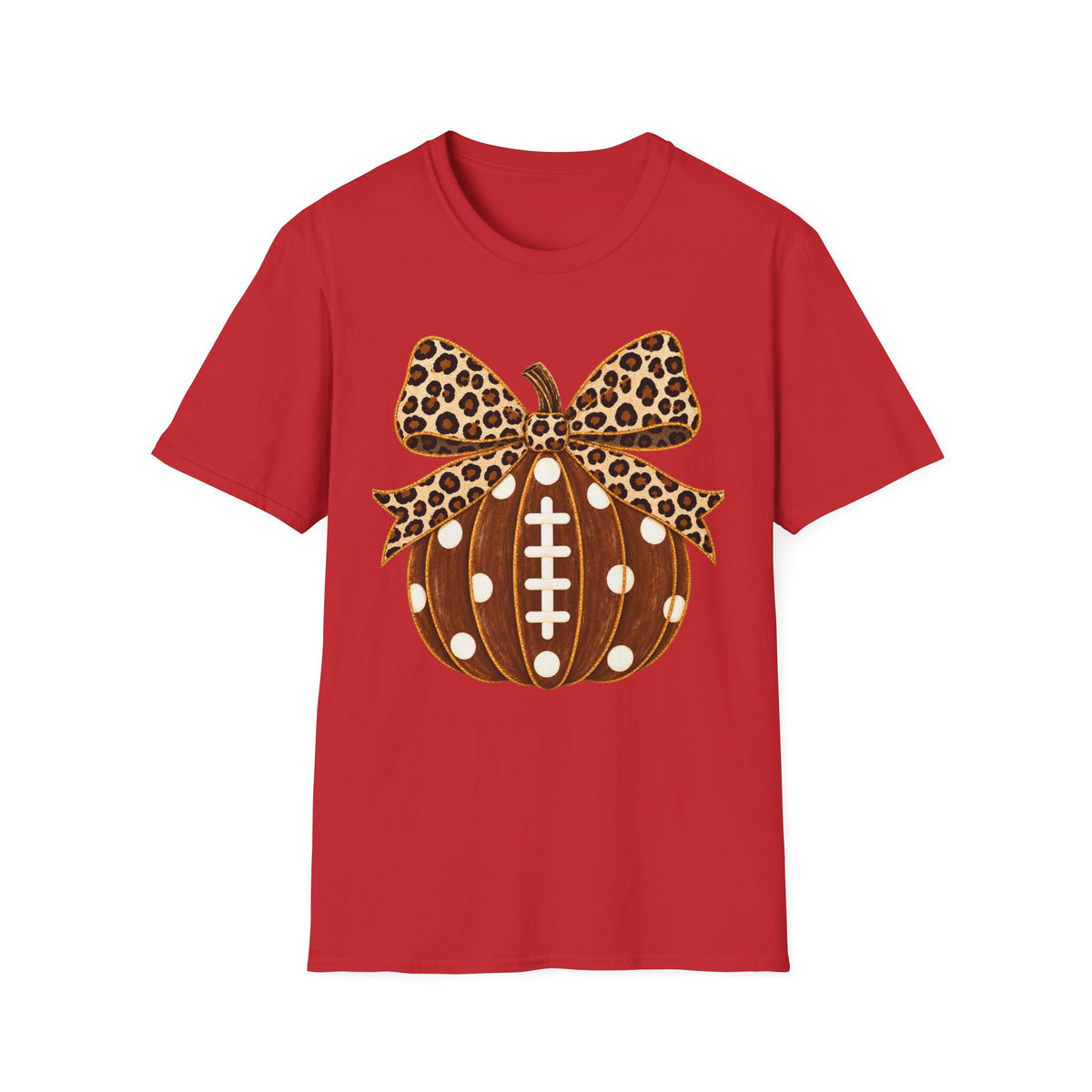 Leopard Bow Football Pumpkin T-Shirt
