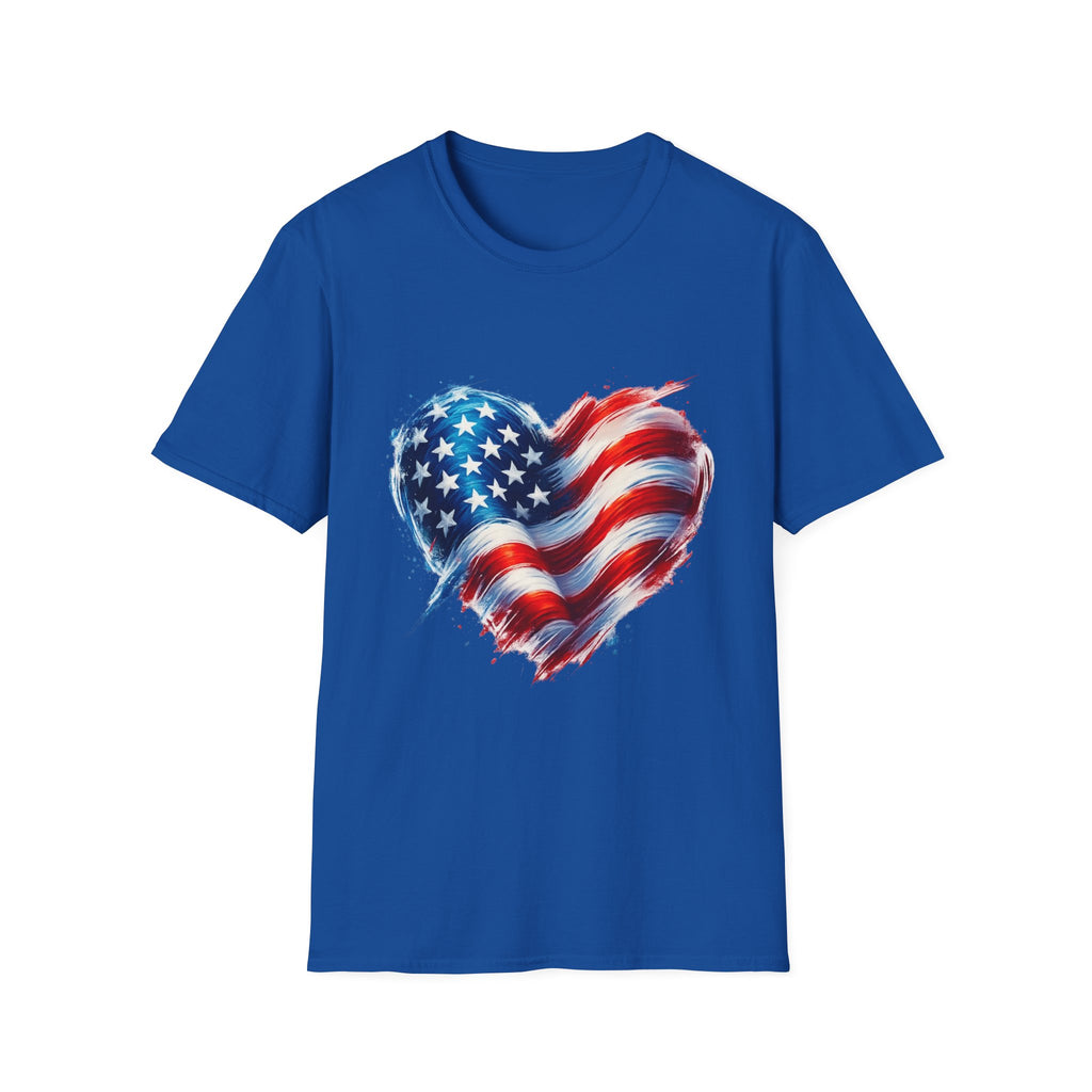 American Flag Heart T-Shirt — Patriotic USA Stars & Stripes Tee for 4th of July