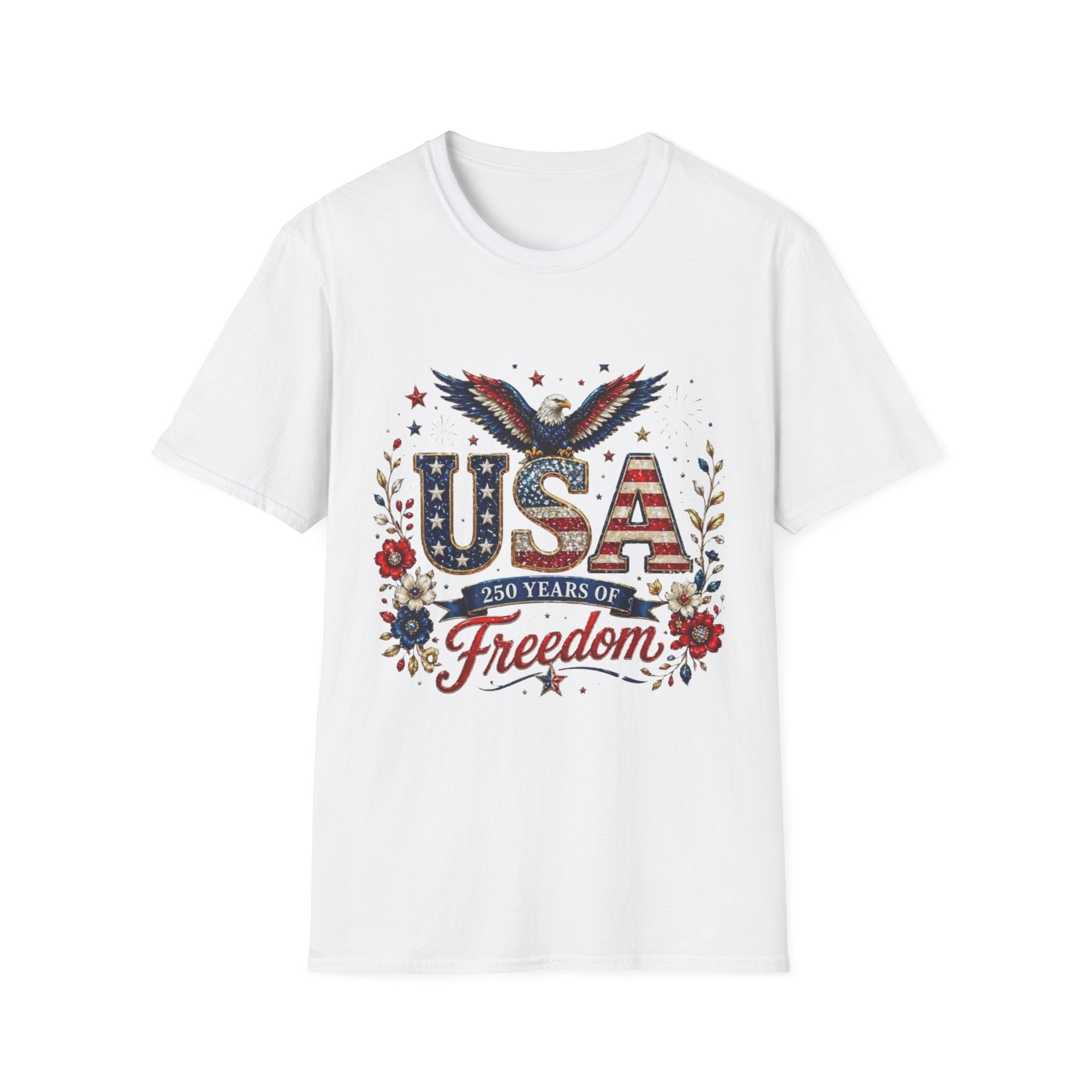 USA Freedom T-Shirt — Patriotic Eagle & American Flag Design