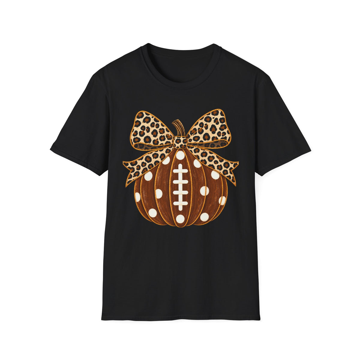 Leopard Bow Football Pumpkin T-Shirt