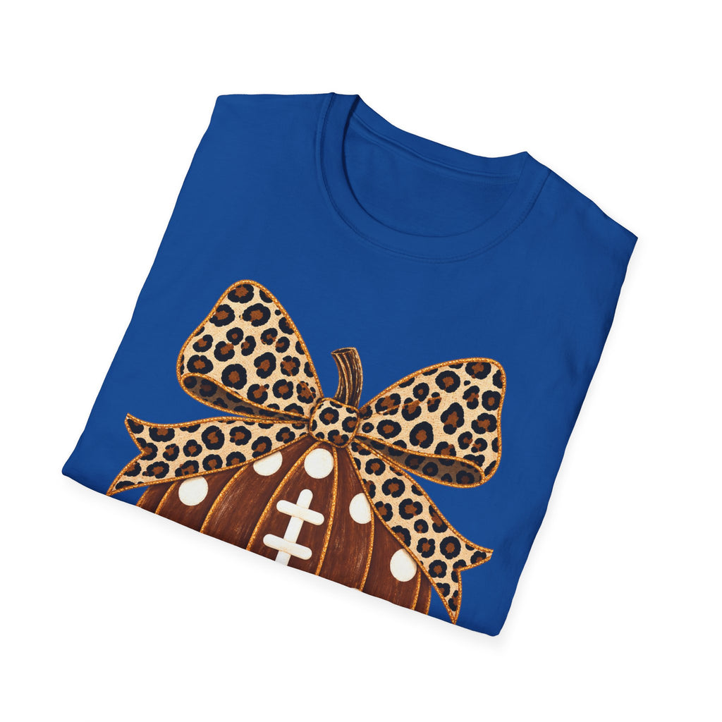 Leopard Bow Football Pumpkin T-Shirt
