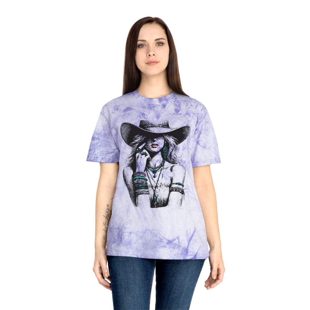 Western Cowgirl Graphic Tee — Vintage Boho Hat & Jewelry Design