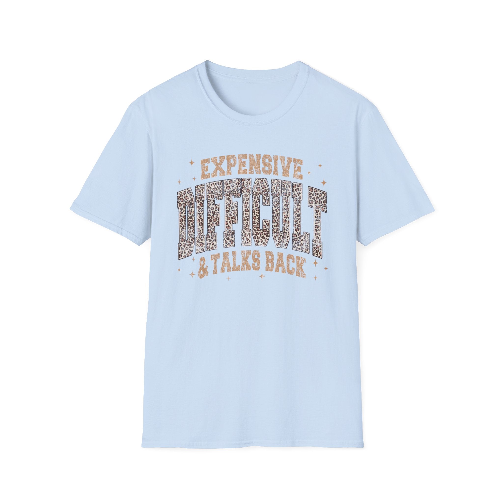 Expensive & Difficult Graphic T-Shirt — Leopard Sparkle "Expensive Difficult & Talks Back"